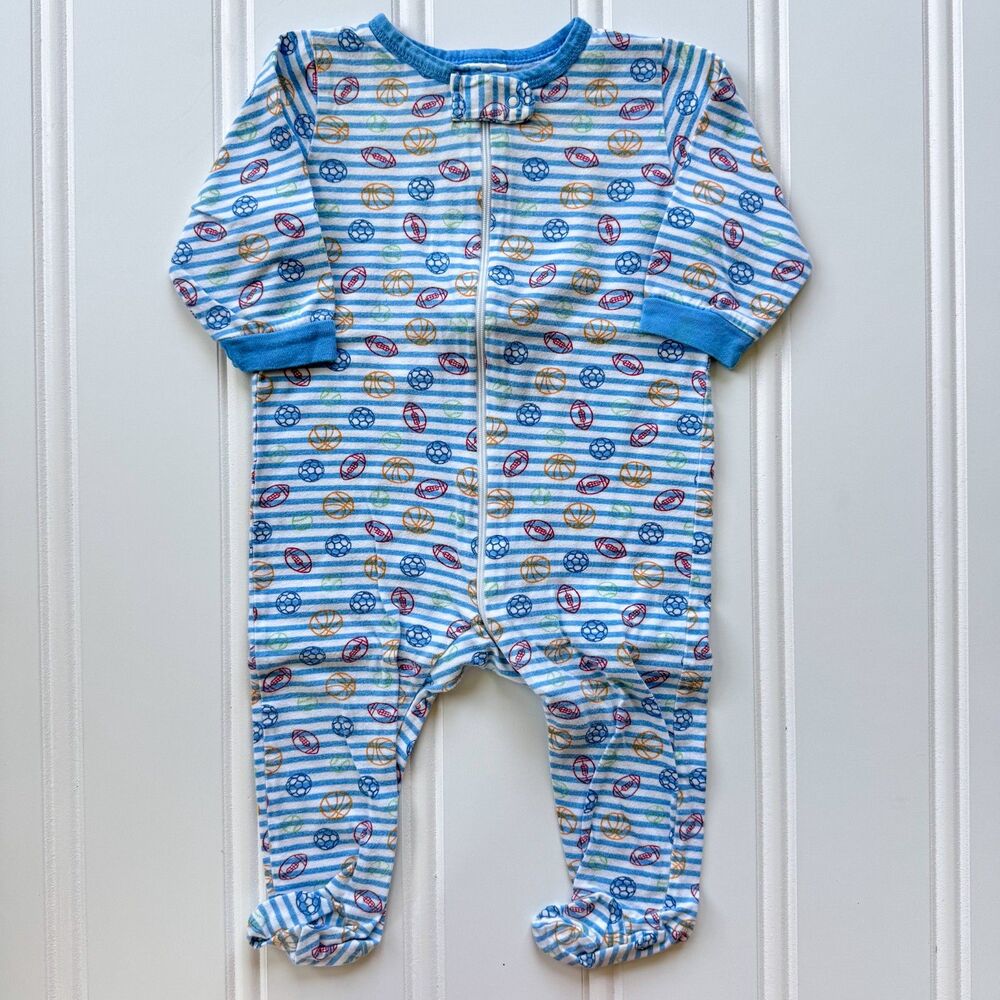 4/$10 - Gerber Sports Cotton Zip Up Baby Footie | 3-6 Months